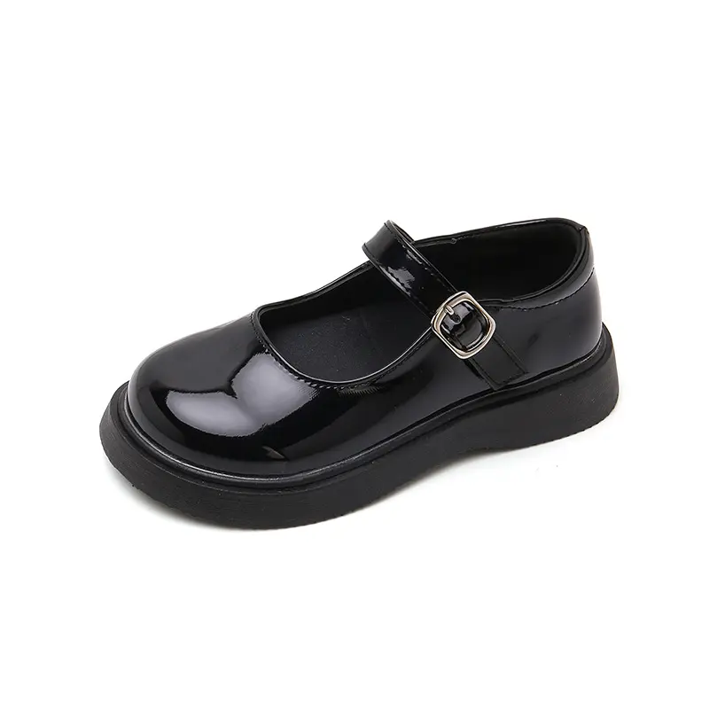 Girls Leather Shoes for School Party Wedding Kids Black White Princess Child's Simple Flats Fashion British Style Mary Janes New