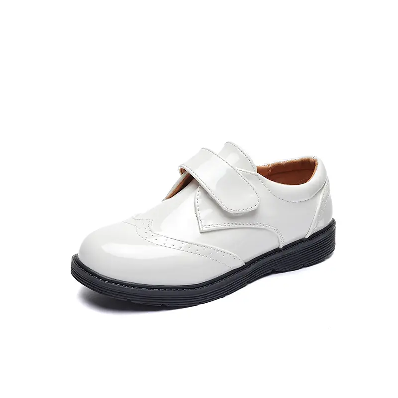 Boy Leather Shoe Glossy Fashion Children School Versatile Black Flats for Party Wedding Stage Performance Show Causal Kids Shoes