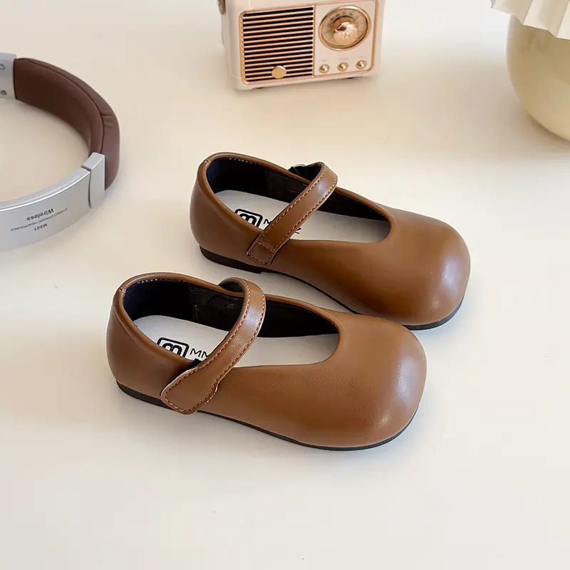 2025 Spring Autumn New Children Leather Shoes for Girls Fashion Korean Style Soft Bottom Non-slip Princess Versatile Simple Shoe