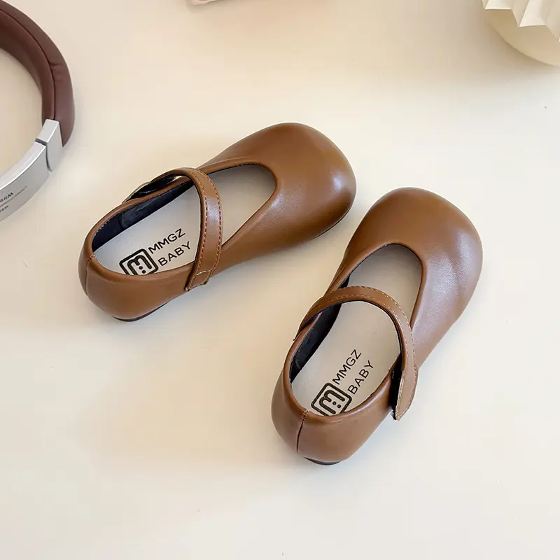 2025 Spring Autumn New Children Leather Shoes for Girls Fashion Korean Style Soft Bottom Non-slip Princess Versatile Simple Shoe