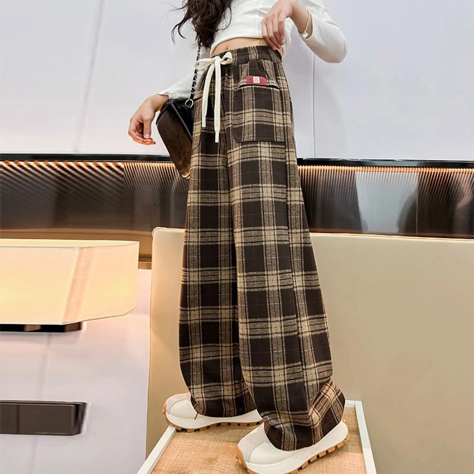 Winter Clothes For Girl Age 9 To 10 Warm Girls Plaid Wide Leg Pants Children Loose Winter Flannel Pants Yoga Pants Fir Girls