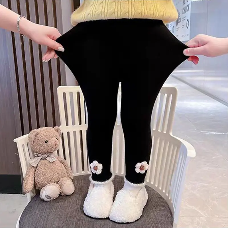 Baby Girls Pants Kids Autumn Winter Cute Knitted Flower Simplicity Tight Trousers 1-6 Yrs Old Winter Children Leggings Trousers