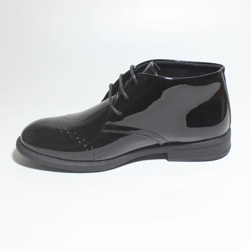 Luxury Brand Leather Shoes Boys Boots Black Lace-Up Square Toe Ankle Boots Formal Leather Oxfords Boots Shoes Dress Short Boots