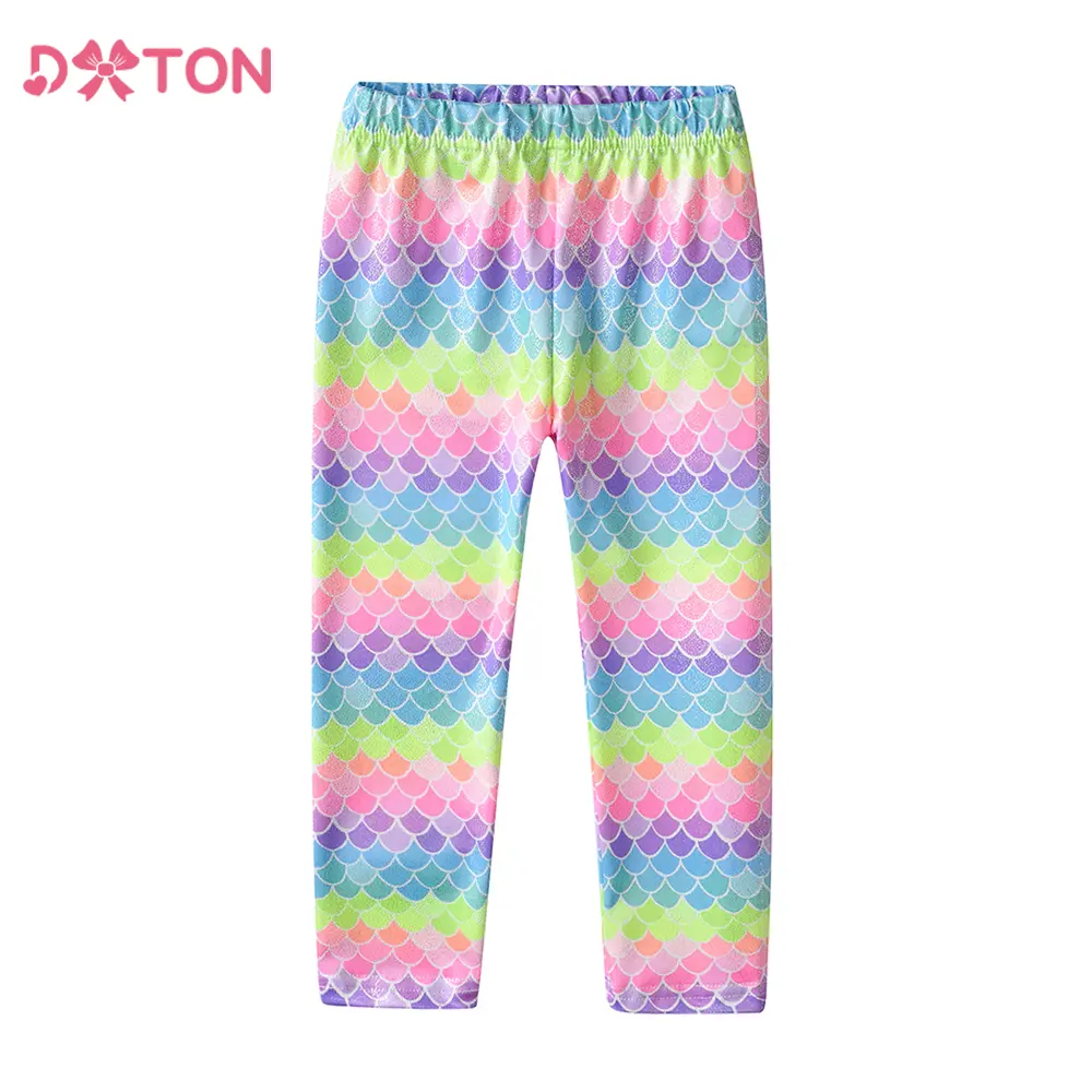 DXTON Baby Girls Trousers Cotton Children Girls Leggings Mermaid Printed Four Season Kids Pencil Pants Girls Casual Wear Clothes