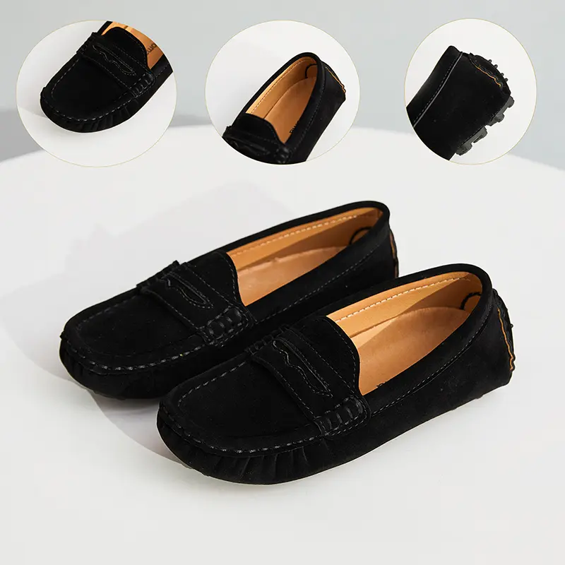 Lennuoma Kids Penny Loafers Flats Shoes Suede Leather Spring Autumn Party Solid Slip On Children Toddle Little Boy Moccasins