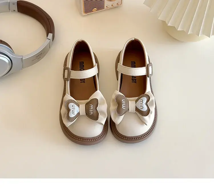 Children Leather Shoes Girls Fashion Bowknot Low Top Leather Soft Sole Non-slip Single Shoes Size 26-35 mary janes