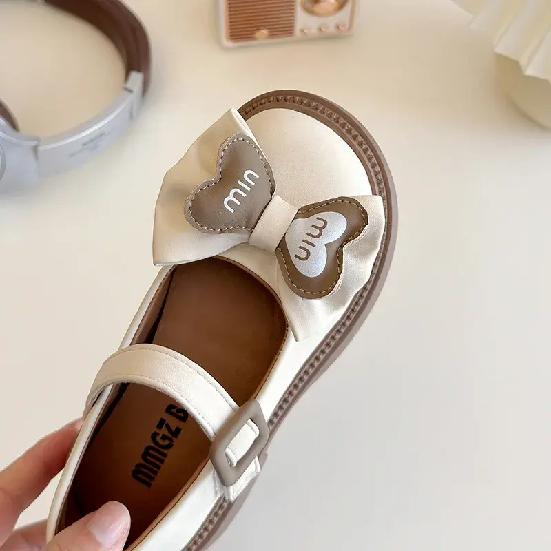 Children Leather Shoes Girls Fashion Bowknot Low Top Leather Soft Sole Non-slip Single Shoes Size 26-35 mary janes