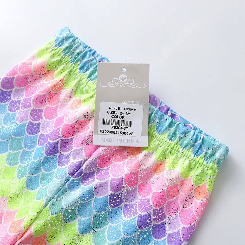 DXTON Baby Girls Trousers Cotton Children Girls Leggings Mermaid Printed Four Season Kids Pencil Pants Girls Casual Wear Clothes