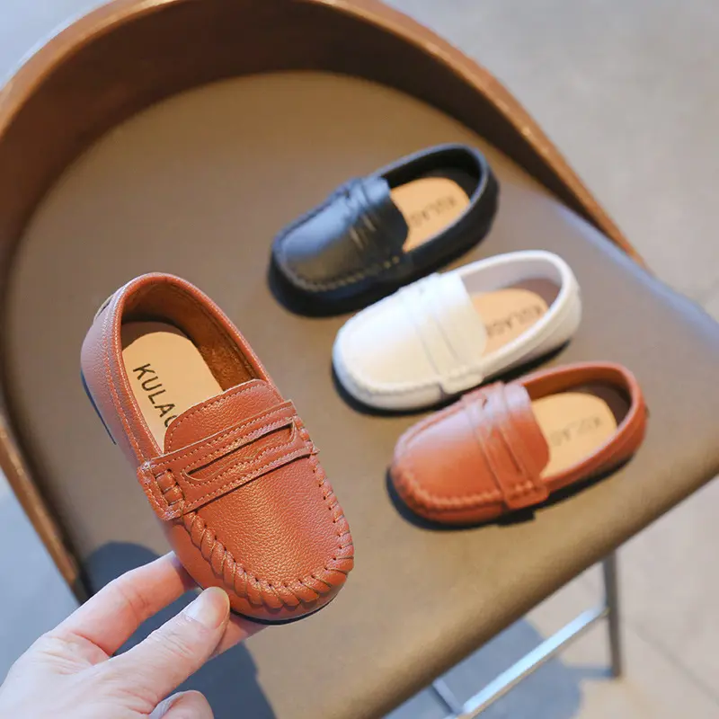New Leather Shoe Fashion Simple Versatile Girl Shoes Classic Light Princess Shoes Trendy Autumn Boy Shoe Flat Daily Child Shoes