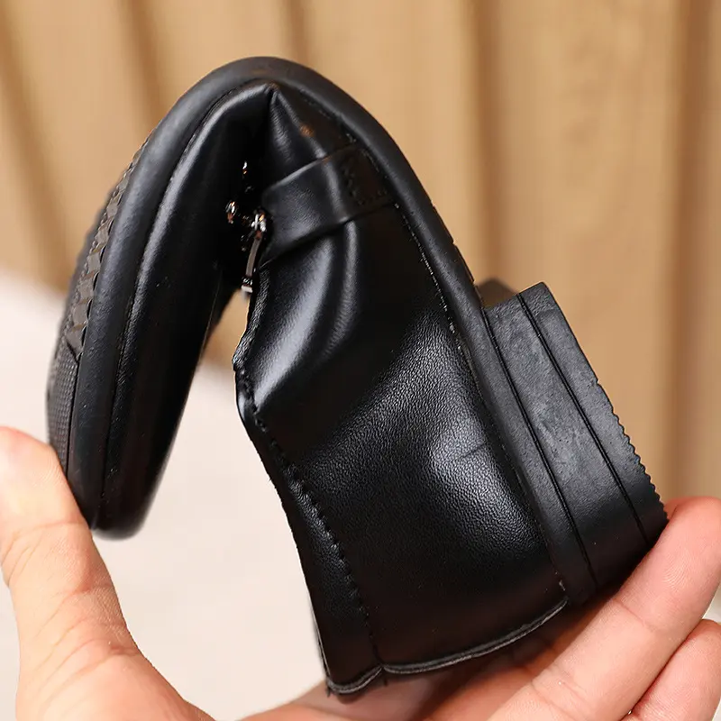 Boy's Genuine Leather Party Shoes Autumn Student Black Pointed Toe Footwears For Children Boy Fashion Comfortable Flats