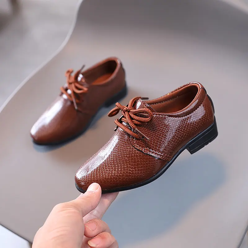 Boys Leather Shoes 2023 Spring Autumn Lace-up Performance Flats Comfortable Soft Sole Kids Shoes Fashion Wedding Shoes Loafers