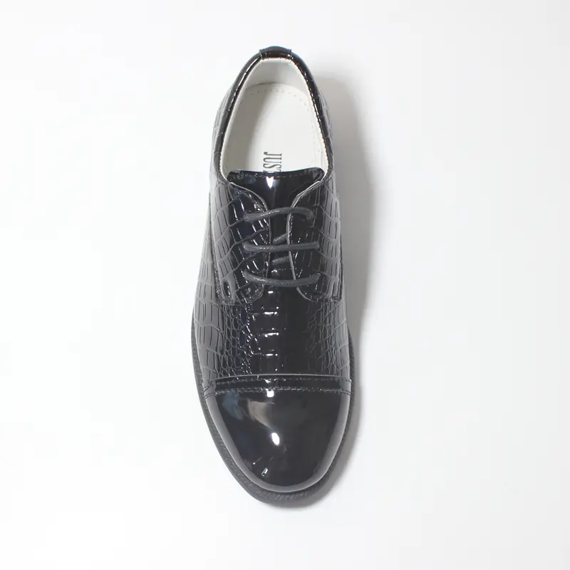 Europe Size 25-38 Boys Shoes For Childrens Glossy PU Leather Brogue Kids Lace Up Back To Shool Shoe Boy Embossed Texture Oxfords