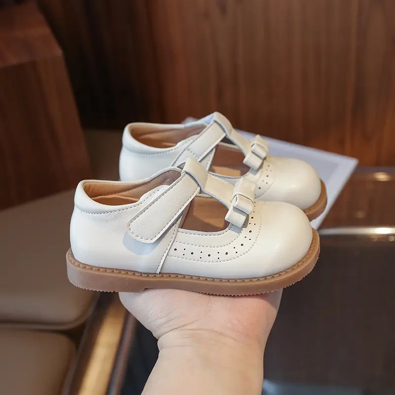 Little Girl Shoes 2025 Spring Autumn Children Oxfords Girls PU Leather Shoes Kids School Shoes For Girl Brown, Black, White