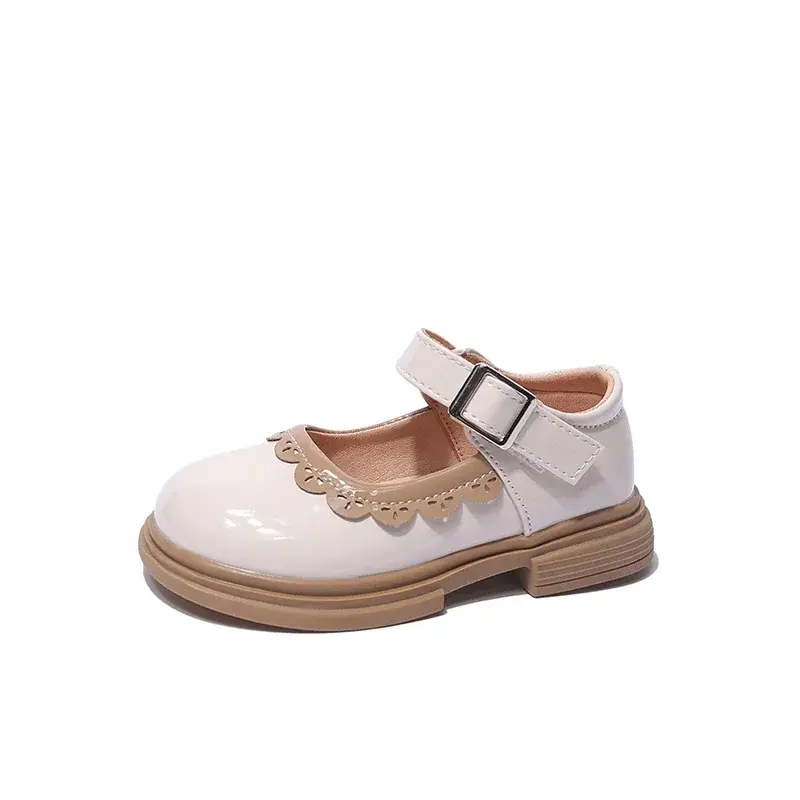 Children's Soft Princess PU Leather School Student Shoes Lolita Fashion Kids Breathable Lace Girls Soft Sole Shallow Mary Jane