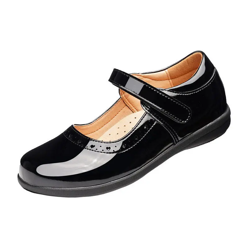 Soft Sole Student Shoes Women's Leather Shoes Black Children's Barefoot Comfortable Student Shoes Girls Princess Patent Leather