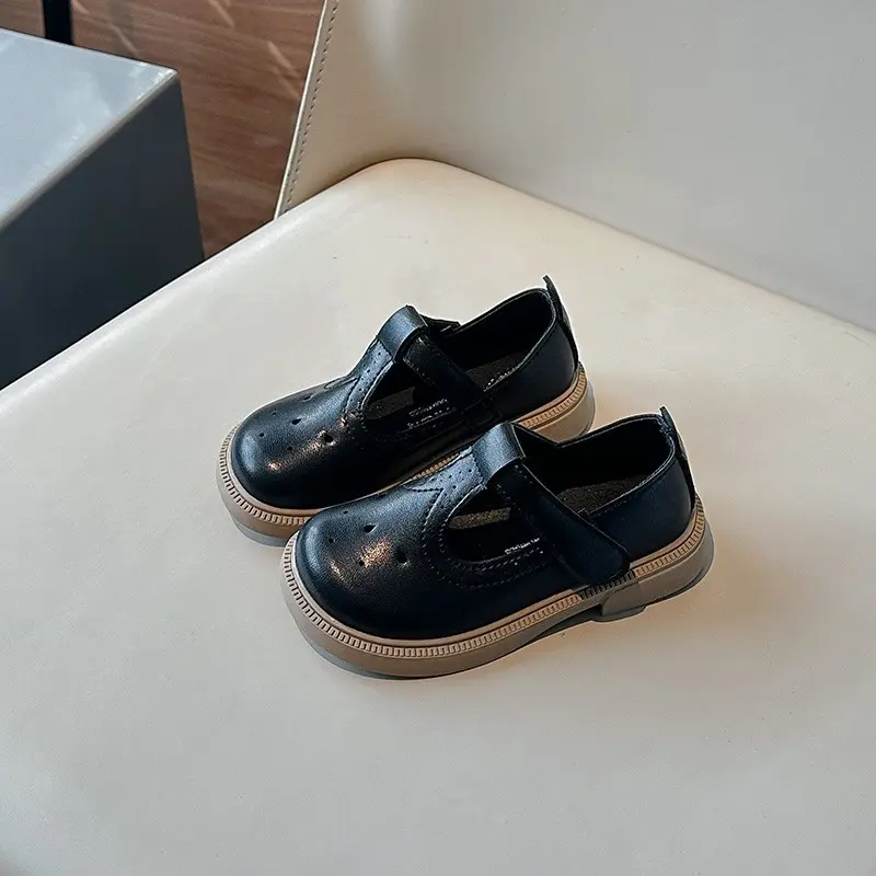 1-6 Years Girls PU Leather Shoes Spring Summer Kids Oxfords For Girl T-strap School Shoes Brown, Black, Beige White