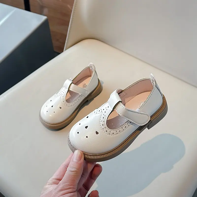 1-6 Years Girls PU Leather Shoes Spring Summer Kids Oxfords For Girl T-strap School Shoes Brown, Black, Beige White