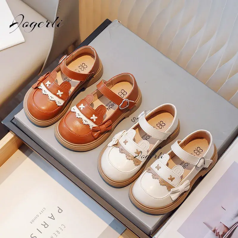 Girls Little PU Leather Shoes Spring Autumn New Children's Soft Sole Retro British Single Loafer Princess Baby Kids Lolita Flats