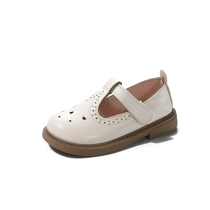 1-6 Years Girls PU Leather Shoes Spring Summer Kids Oxfords For Girl T-strap School Shoes Brown, Black, Beige White