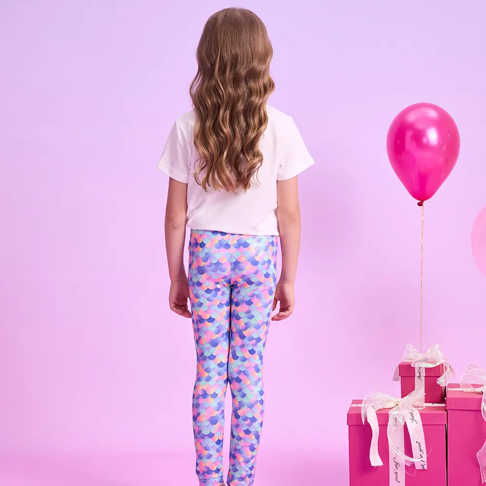 VIKITA Children Leggings 3-12 Years Girl Mermaid 3D Print Skinny Pencil Pants Trousers Kids Casual Daily Leggings Kids Clothes