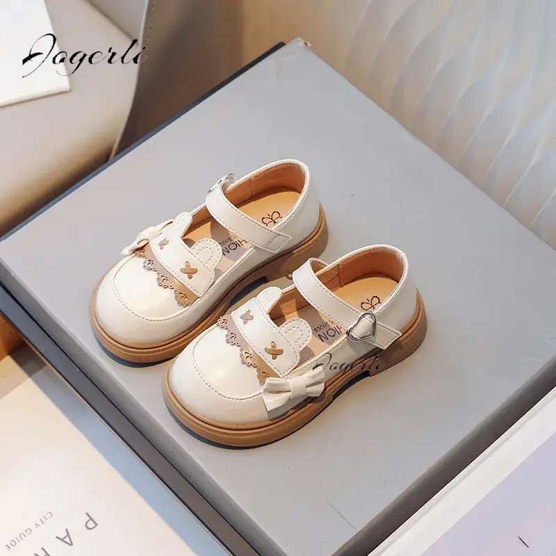 Girls Little PU Leather Shoes Spring Autumn New Children's Soft Sole Retro British Single Loafer Princess Baby Kids Lolita Flats