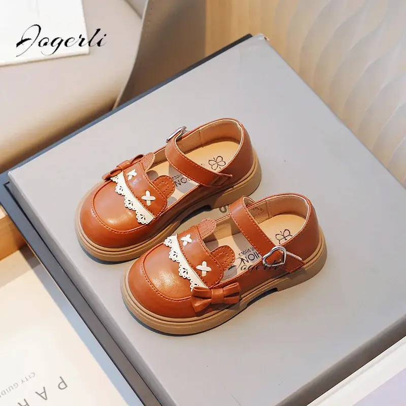 Girls Little PU Leather Shoes Spring Autumn New Children's Soft Sole Retro British Single Loafer Princess Baby Kids Lolita Flats