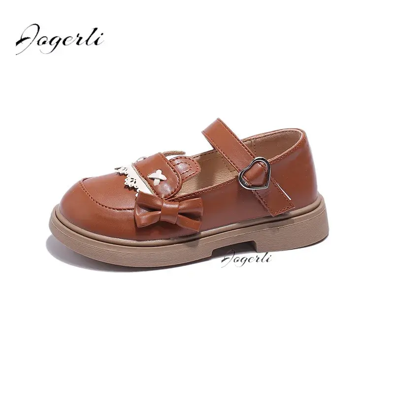 Girls Little PU Leather Shoes Spring Autumn New Children's Soft Sole Retro British Single Loafer Princess Baby Kids Lolita Flats