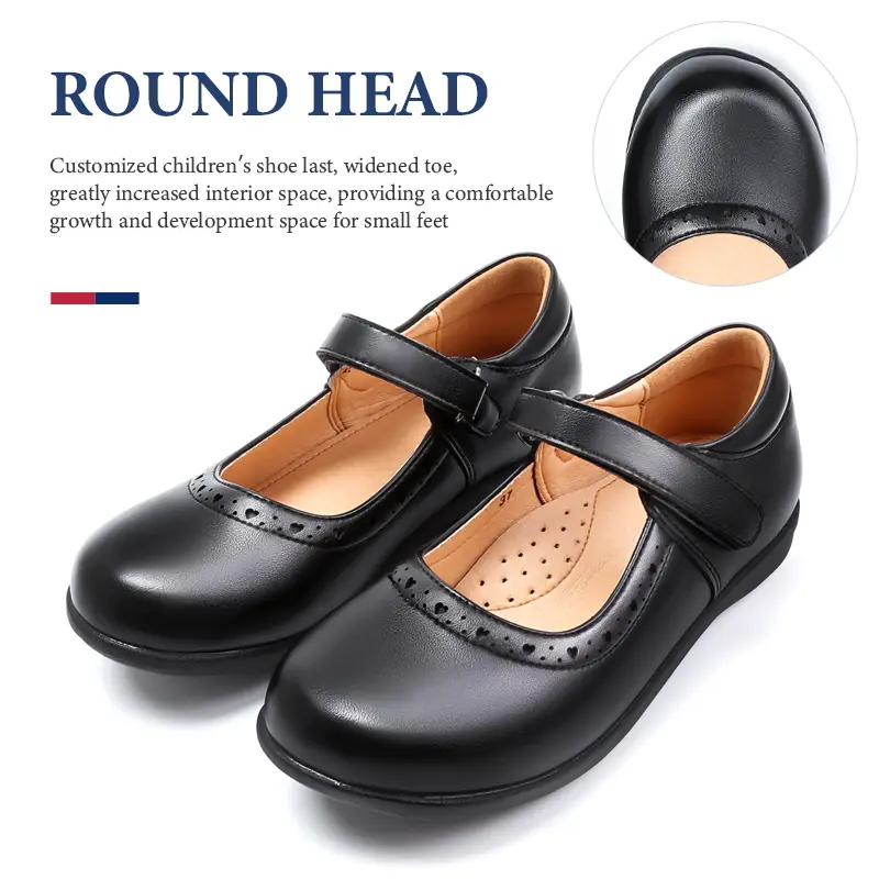Female Shoe Girl Shoes Black Middle School Student Soft Bottom Comfortable Flat Princess Girls Children's Mother Kids Mary Jane