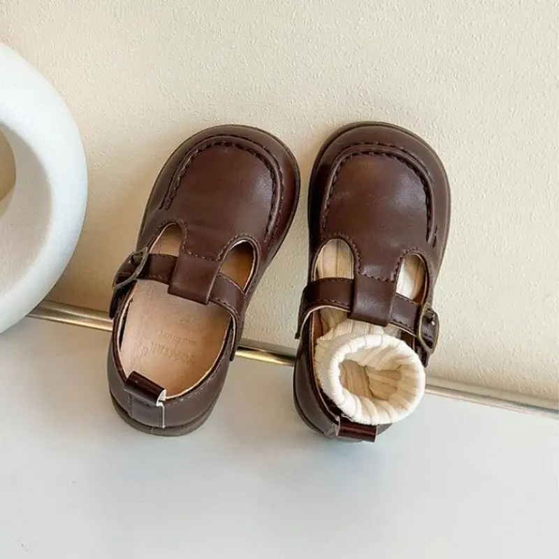 Spring Autumn Little Kids Peas Leather Shoes British Style Baby Toddler Boys Girls Soft Bottom Toddler Mary Janes Toddler Shoes