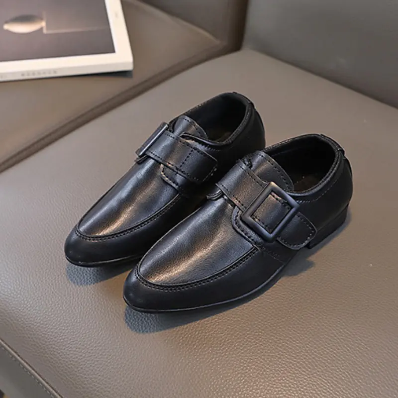 Children's Leather Shoes Non-slip School Performance Boys Flats Black White Versatile Kids Fashion Causal Formal Uniform Shoes