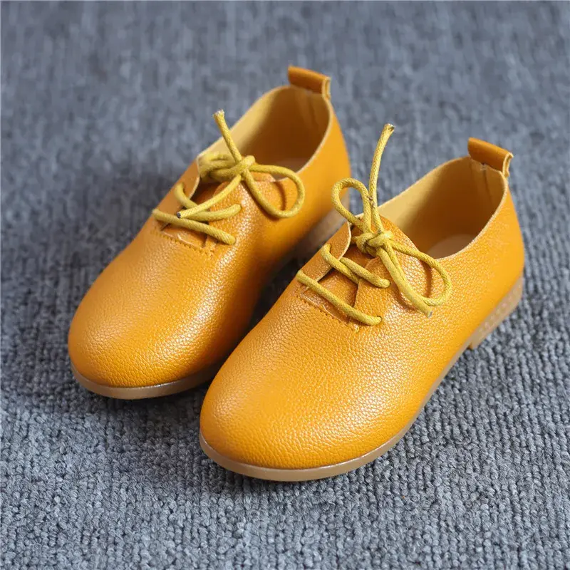 Soft Sole Kid Leather Shoe 2023 Autumn New Versatile Girl Single Shoe Lace Up Loafers Shoe Princess Shoe Mary Jane Shoe Kid Shoe