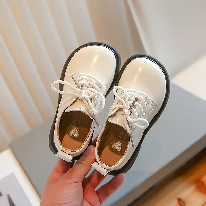 Kids Oxfords Unisex Toddler Boys Black Dress Shoes Girls Wedding Lace-up Shoes Autumn Children Leather Shoes School