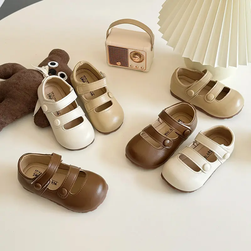 New Kids Shoes Children Leather Shoes Baby Girls Shoes Toddler Fashion Brown Flats Slip On Loafers Mary Jane