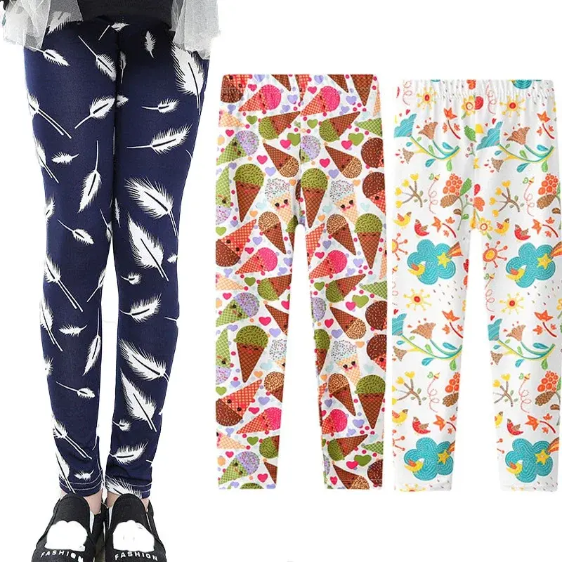 Girls Flower Leggings Kids Pencil Pant Teenagers Slim Trousers 2024 Spring Autumn 12 14 Years Children's Clothing