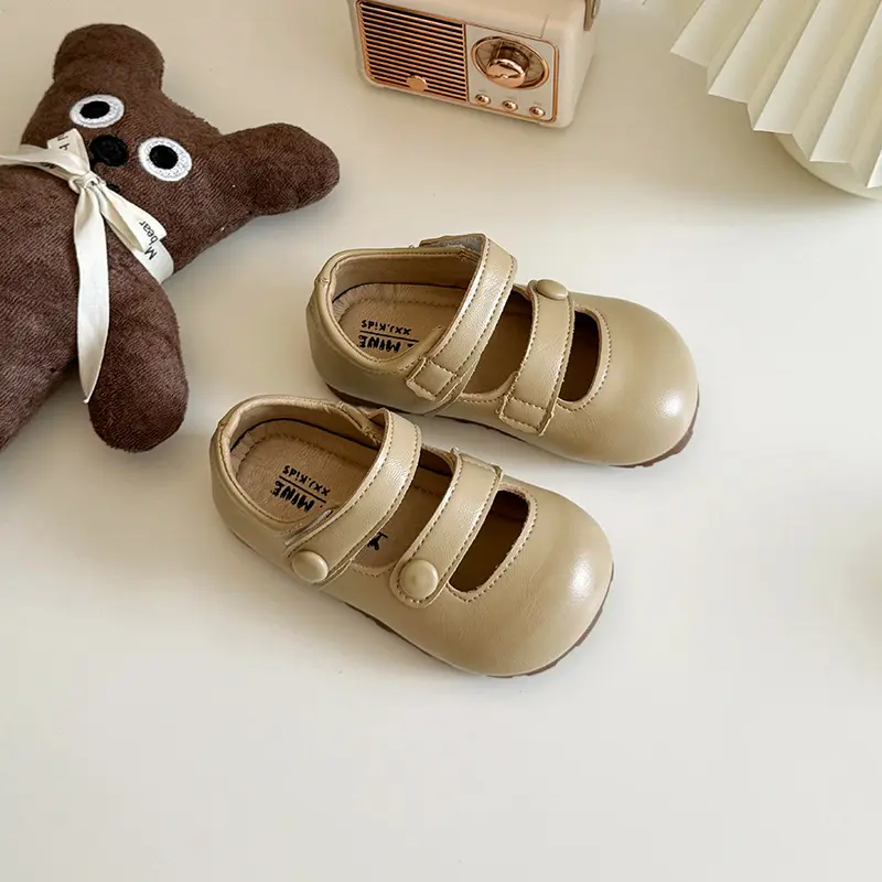 New Kids Shoes Children Leather Shoes Baby Girls Shoes Toddler Fashion Brown Flats Slip On Loafers Mary Jane