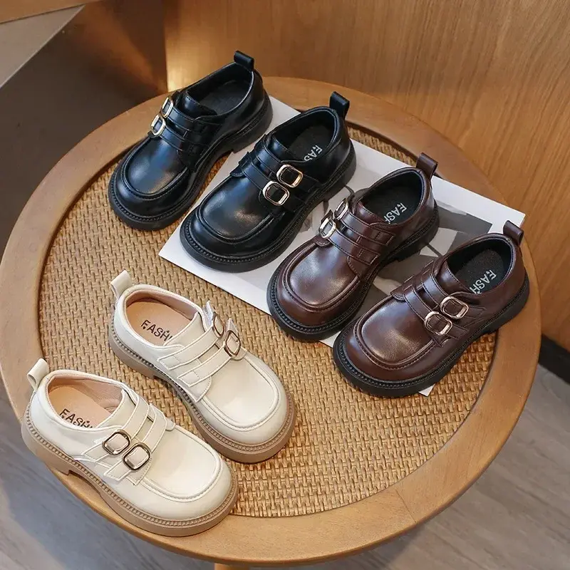 Children Leather Shoes for Girls 2024 Winter New Fashion Korean Style Anti-slippery Britishi Style Soft Bottom Versatile Loafer