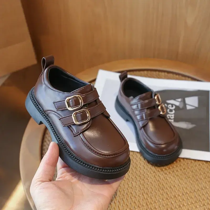 Children Leather Shoes for Girls 2024 Winter New Fashion Korean Style Anti-slippery Britishi Style Soft Bottom Versatile Loafer