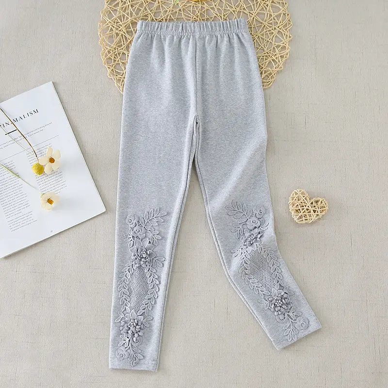 New 4-13Y Baby Girl Leggings Flower Girls Full Pants 100% Cotton Kids Skinny Pants Spring Autumn Children Trousers DQ984