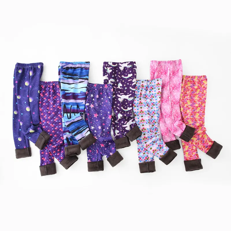 Autumn Winter Warm Girls Pants Velvet Thicken Girls Leggings Flower Print Kids Children Pants Girls Trousers Age 4-13Y