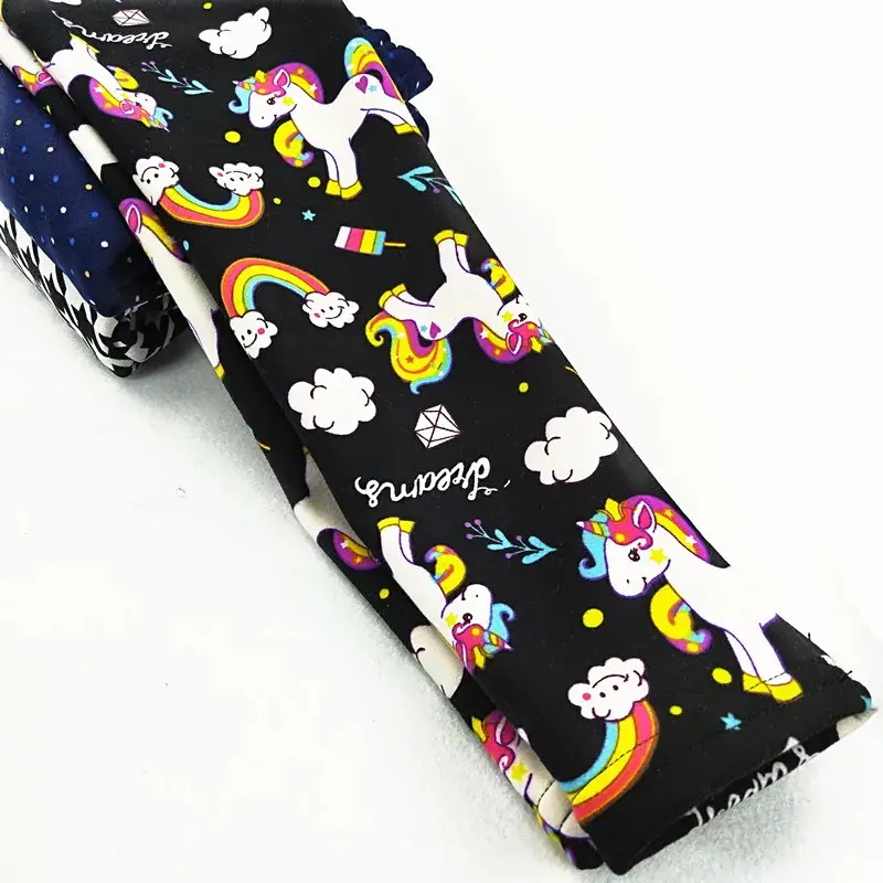 Kids Girls Autumn Winter Slim Fit Warm Bottom Pants Thickened Velvet Children Unicorn Print Legging Casual Pants 2 To10 Years