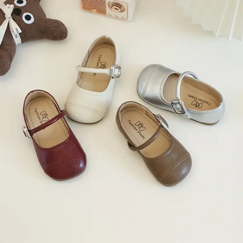 2025 Children Leather Shoes for Girls Spring New Fashion Elegant Comfortable French Style Mary Jane Casual Versatile Chic Shoes