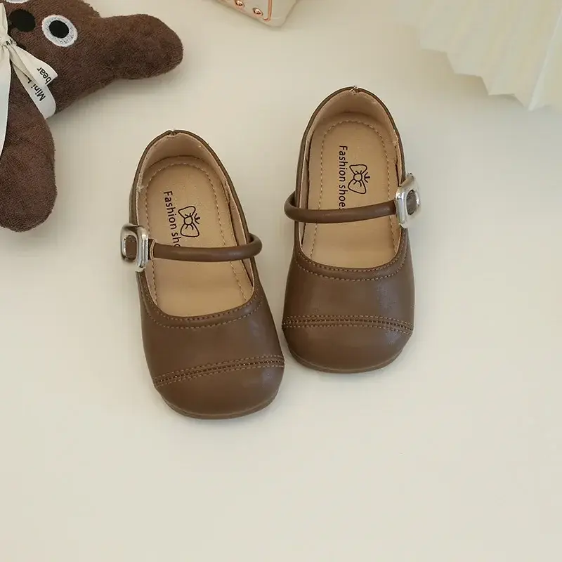 2025 Children Leather Shoes for Girls Spring New Fashion Elegant Comfortable French Style Mary Jane Casual Versatile Chic Shoes