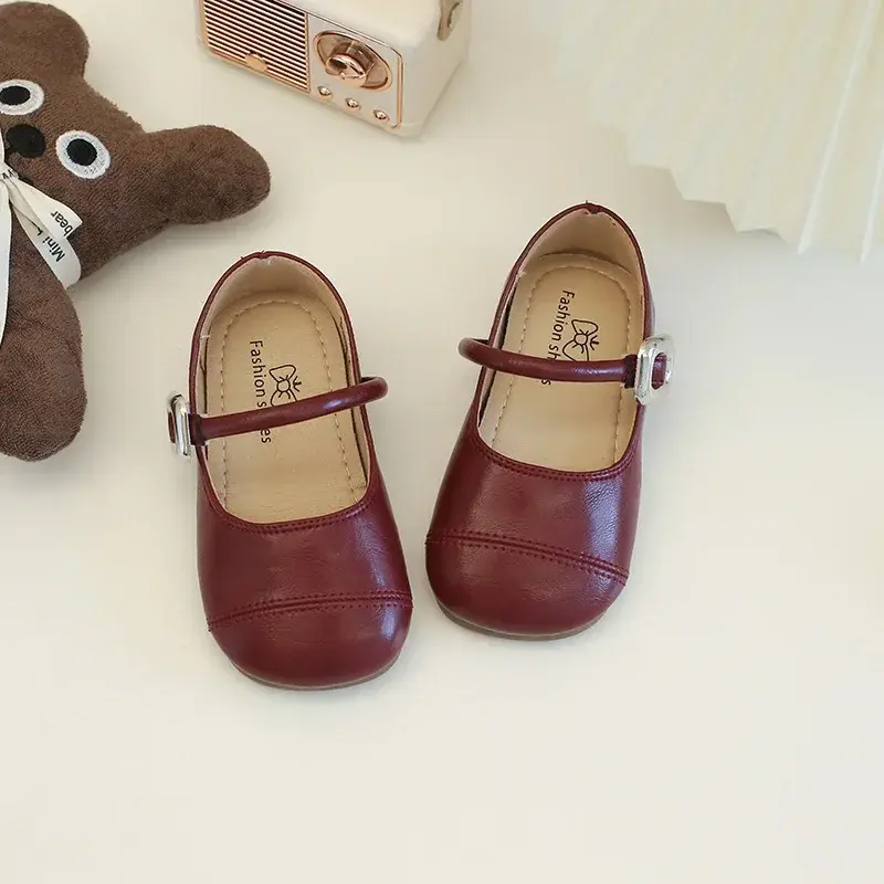 2025 Children Leather Shoes for Girls Spring New Fashion Elegant Comfortable French Style Mary Jane Casual Versatile Chic Shoes