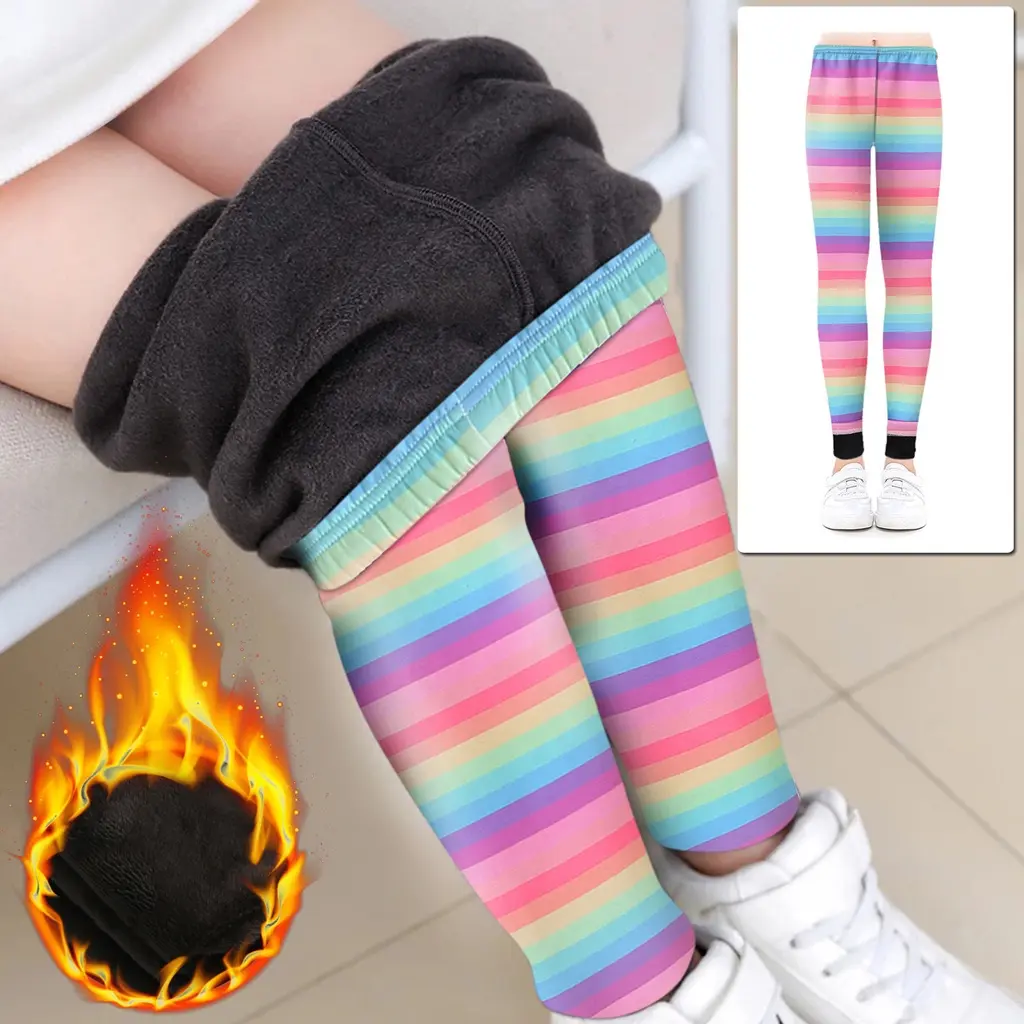 Cartoon Pattern Chlildren's Pants Autumn Winter Thicked Warm Velvet Straight kids Girls Leggings