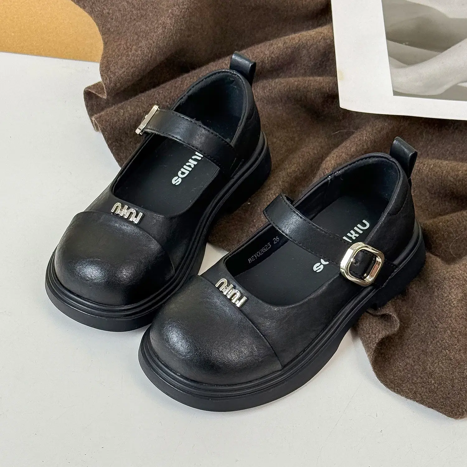 Spring Children Girls Princess Retro School Mary Jane British Leather Platform Flats Shoes Kid Toddler Soft Soled Leather Shoes