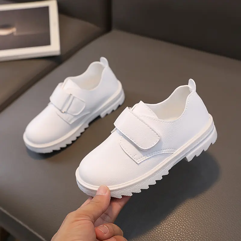 2023 Children Boys Leather Shoes Kindergarten Versatile Performance Black Uniform School Shoes Kids Shoes Soft Girls Britain PU