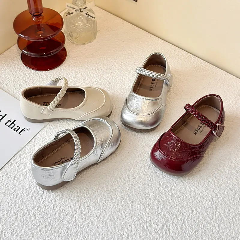 2025 Spring New Children Leather Shoes for Girls Fashion Korean Style Soft Anti-slippery Versatile Chic Ballet Elegant Flats