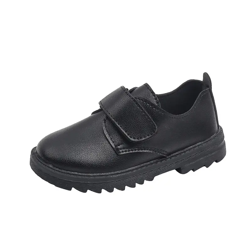 2023 Children Boys Leather Shoes Kindergarten Versatile Performance Black Uniform School Shoes Kids Shoes Soft Girls Britain PU