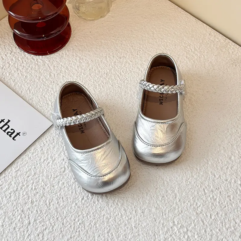2025 Spring New Children Leather Shoes for Girls Fashion Korean Style Soft Anti-slippery Versatile Chic Ballet Elegant Flats