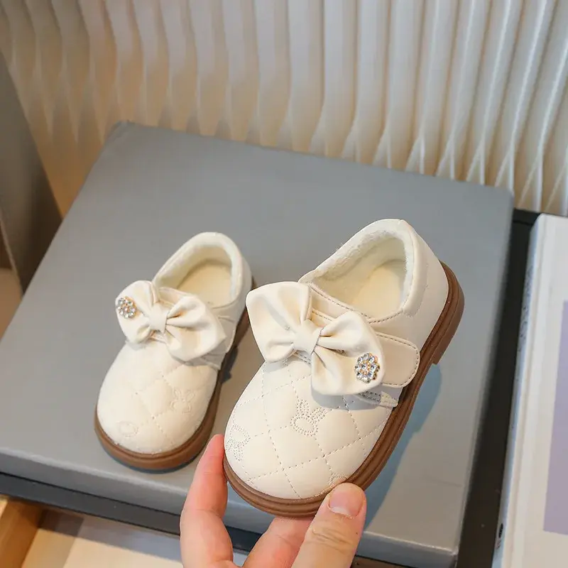 Girl Shoe Autumn Winter Plush Child Leather Shoe Warm Mary Jane Shoes Soft Soled Child Shoes Non Slip Sneakers Girl Zapatos Niña